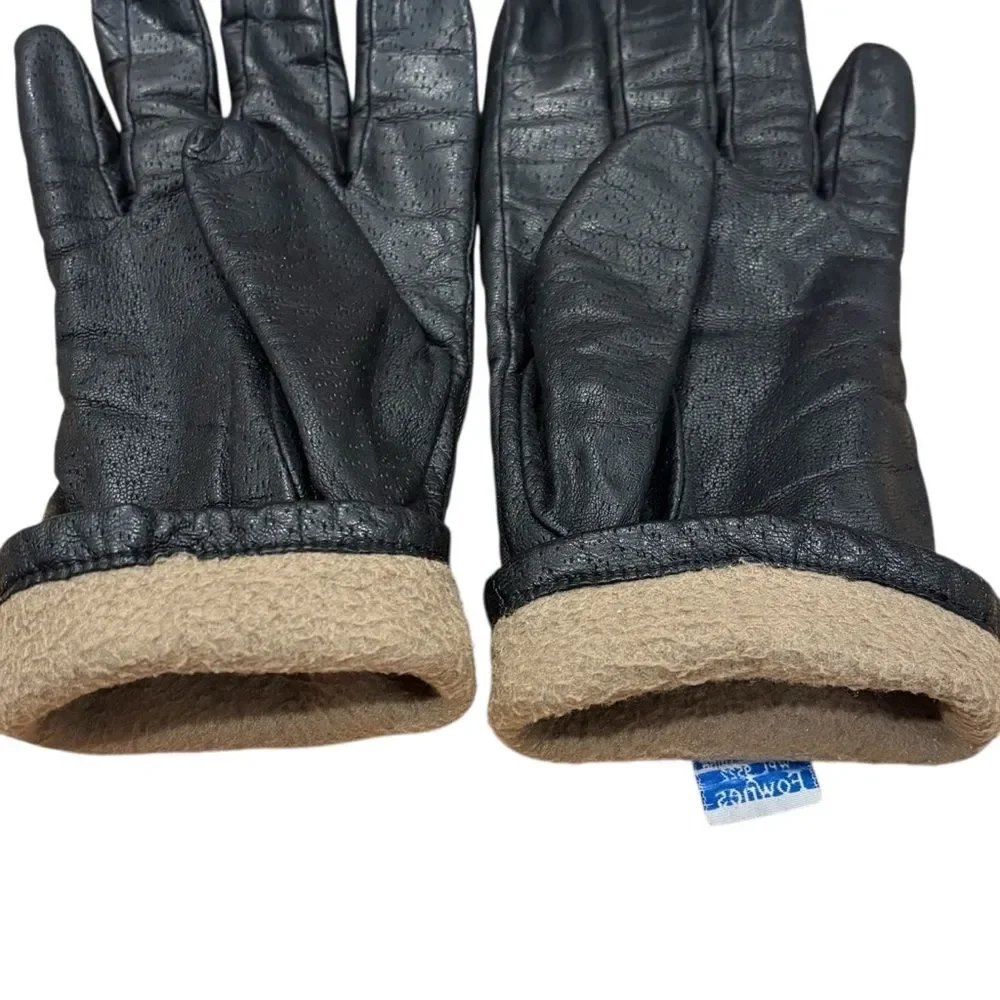 Vintage Fownes Black Leather Gloves 7 1/2